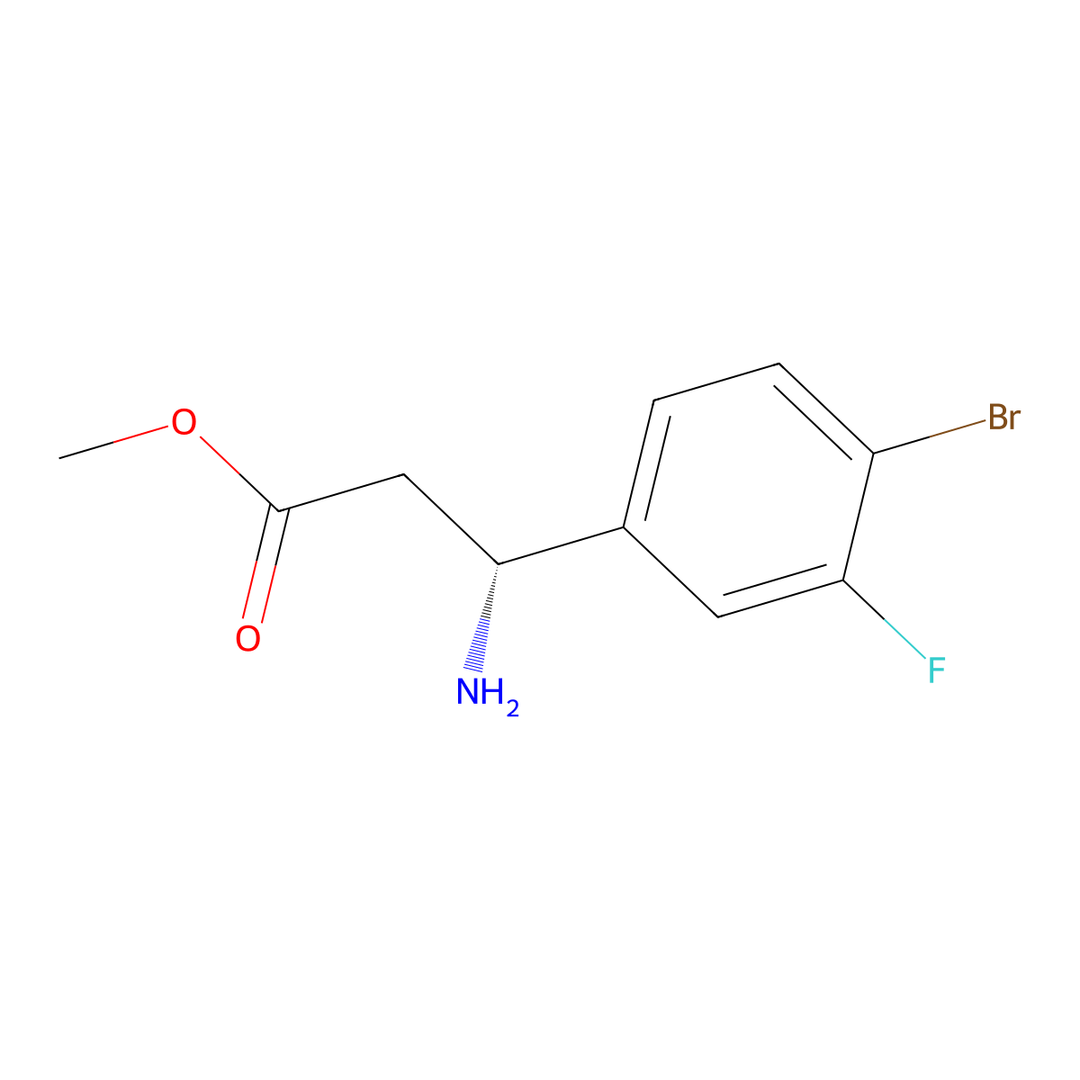 Methyl (R)-3-amino-3-(4-bromo-3-fluorophenyl)propanoate molecular structure, CAS 1213375-22-4