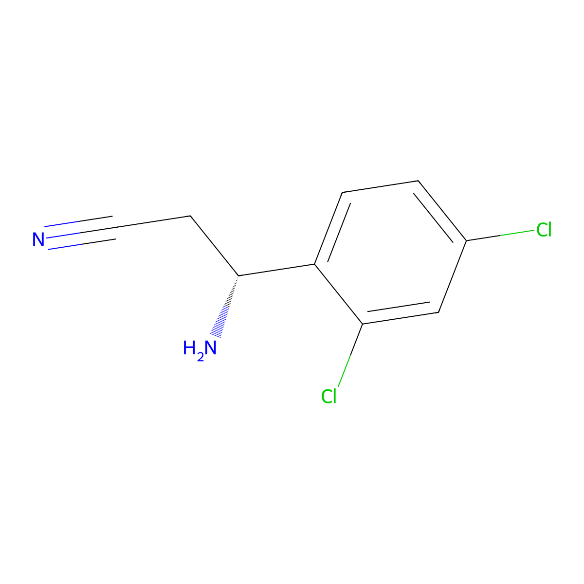 (3R)-3-Amino-3-(2,4-dichlorophenyl)propanenitrile molecular structure, CAS 1213375-97-3