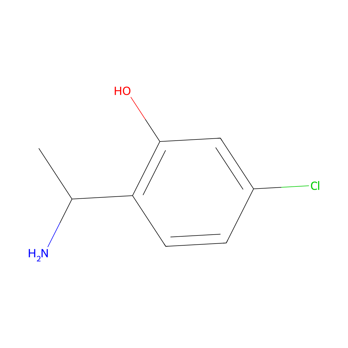 2-[(1S)-1-aminoethyl]-5-chlorophenol molecular structure, CAS 1213377-10-6