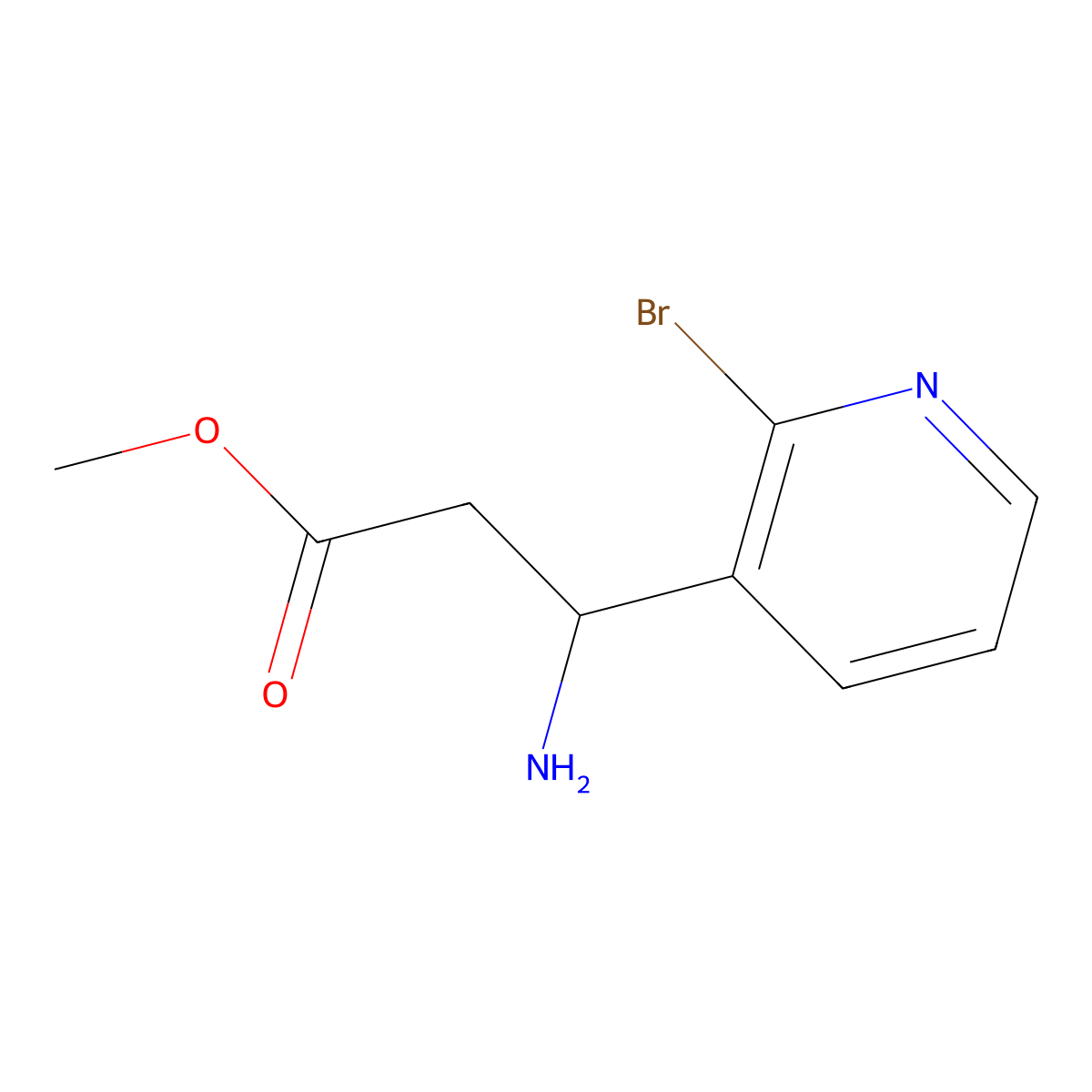methyl (3R)-3-amino-3-(2-bromopyridin-3-yl)propanoate molecular structure, CAS 1213377-13-9