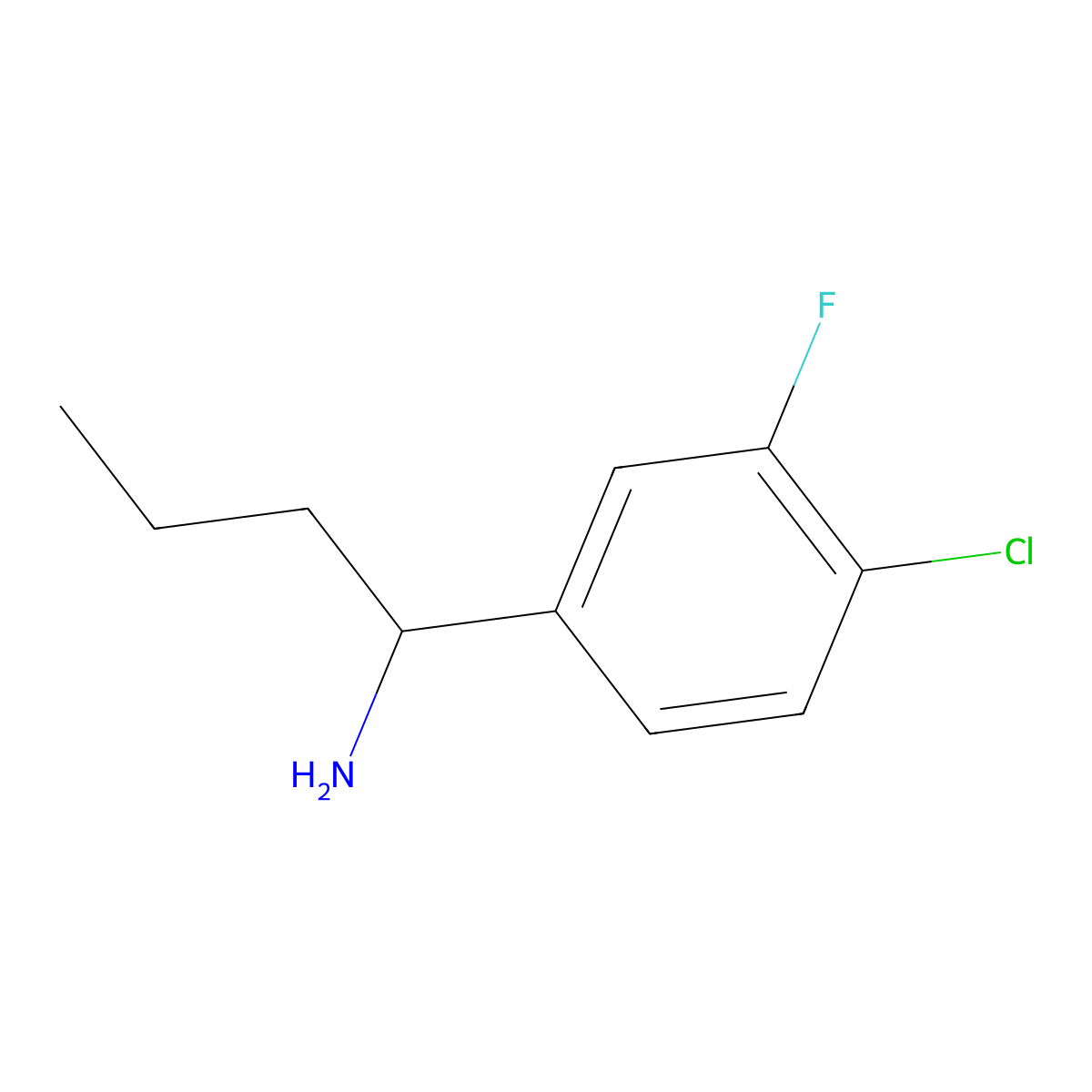 (R)-1-(4-Chloro-3-fluorophenyl)butan-1-amine molecular structure, CAS 1213378-70-1