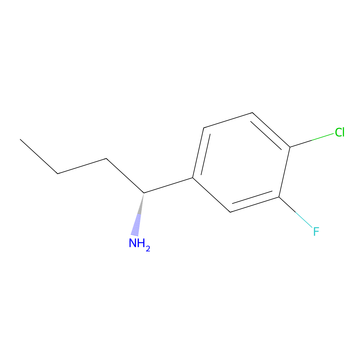 (R)-1-(4-Chloro-3-fluorophenyl)butan-1-amine molecular structure, CAS 1213378-70-1