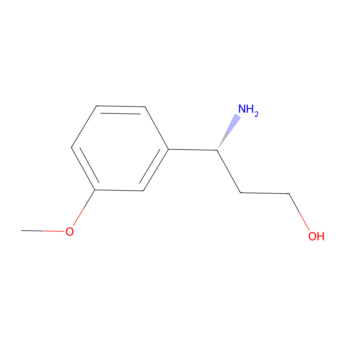 (3R)-3-amino-3-(3-methoxyphenyl)propan-1-ol molecular structure, CAS 1213379-44-2
