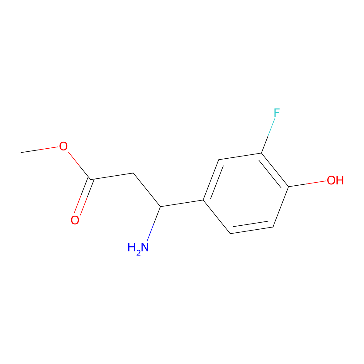 Methyl (R)-3-amino-3-(3-fluoro-4-hydroxyphenyl)propanoate molecular structure, CAS 1213379-65-7