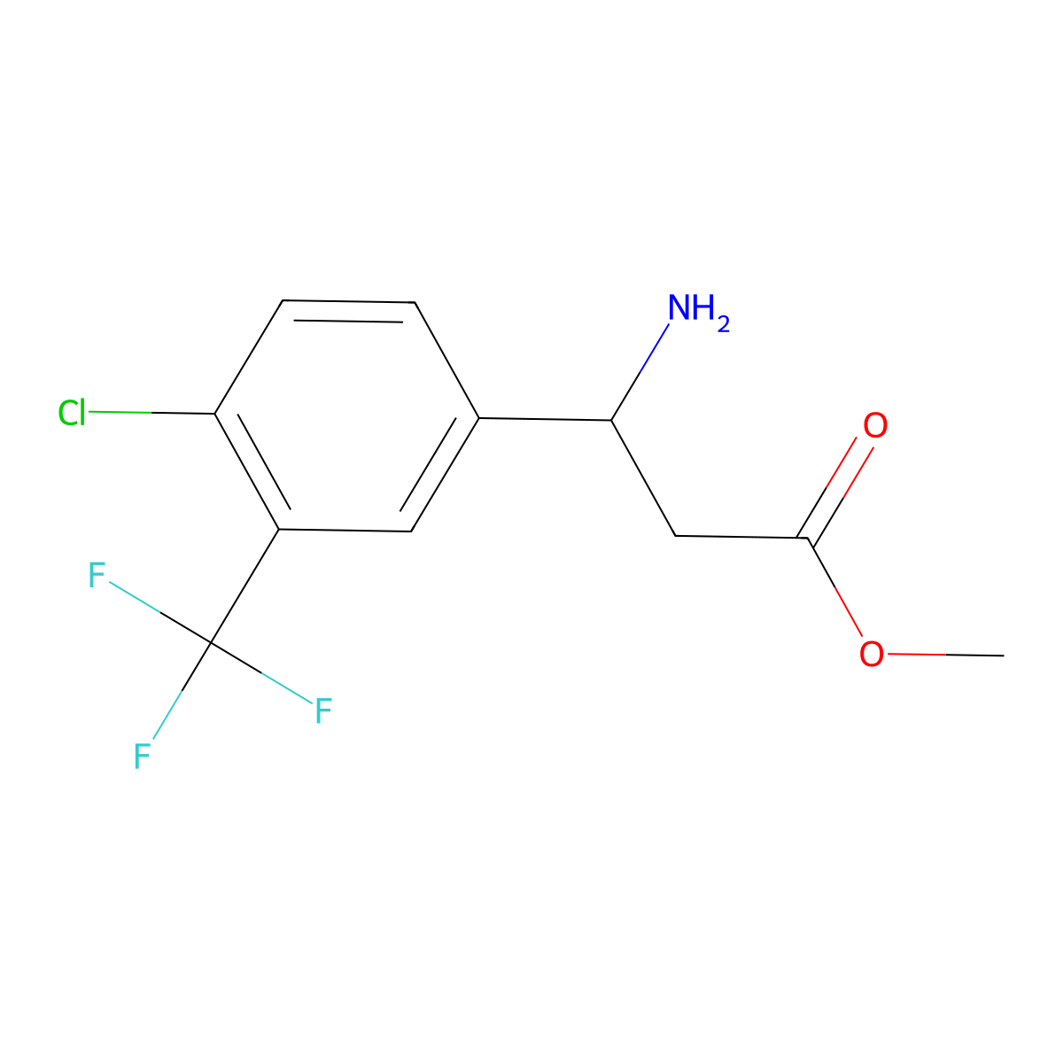 methyl (3S)-3-amino-3-[4-chloro-3-(trifluoromethyl)phenyl]propanoate molecular structure, CAS 1213382-44-5