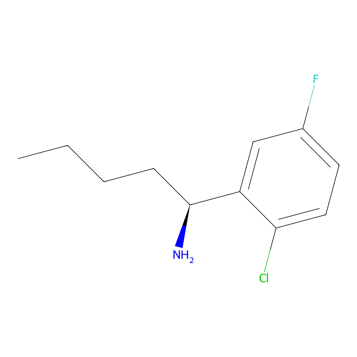 (S)-1-(2-Chloro-5-fluorophenyl)pentan-1-amine molecular structure, CAS 1213382-58-1