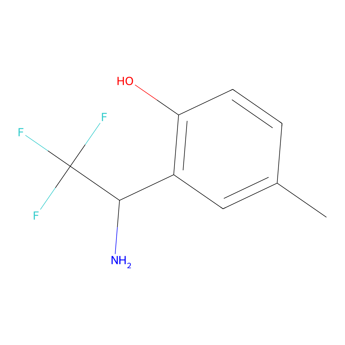 (R)-2-(1-Amino-2,2,2-trifluoroethyl)-4-methylphenol molecular structure, CAS 1213383-52-8