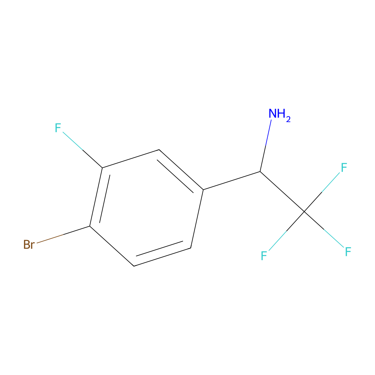 (R)-1-(4-Bromo-3-fluorophenyl)-2,2,2-trifluoroethan-1-amine molecular structure, CAS 1213384-22-5