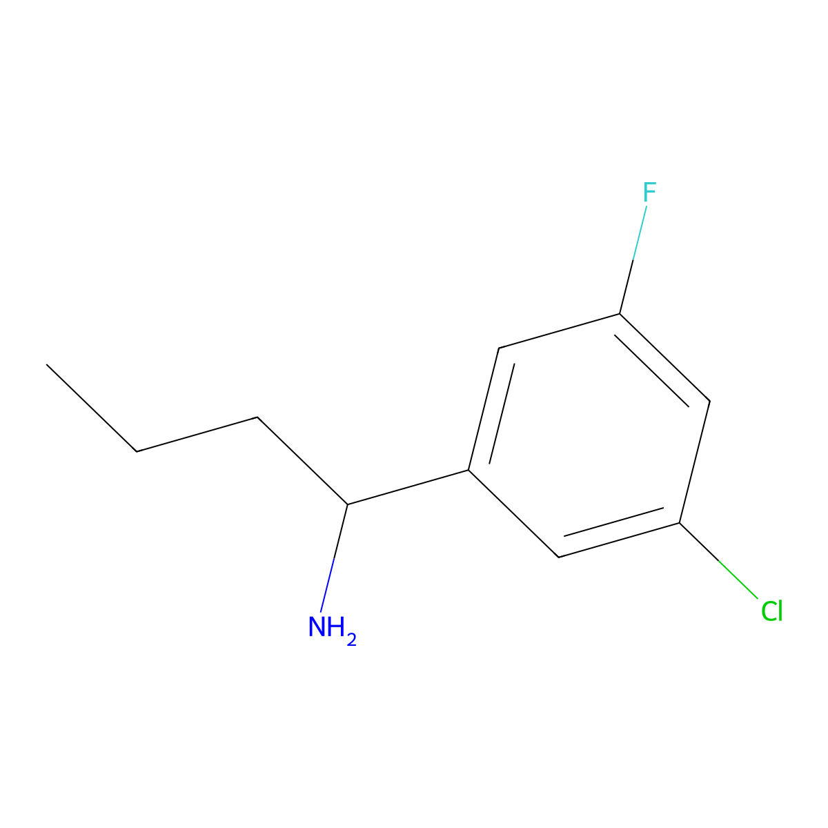 (R)-1-(3-Chloro-5-fluorophenyl)butan-1-amine molecular structure, CAS 1213385-39-7
