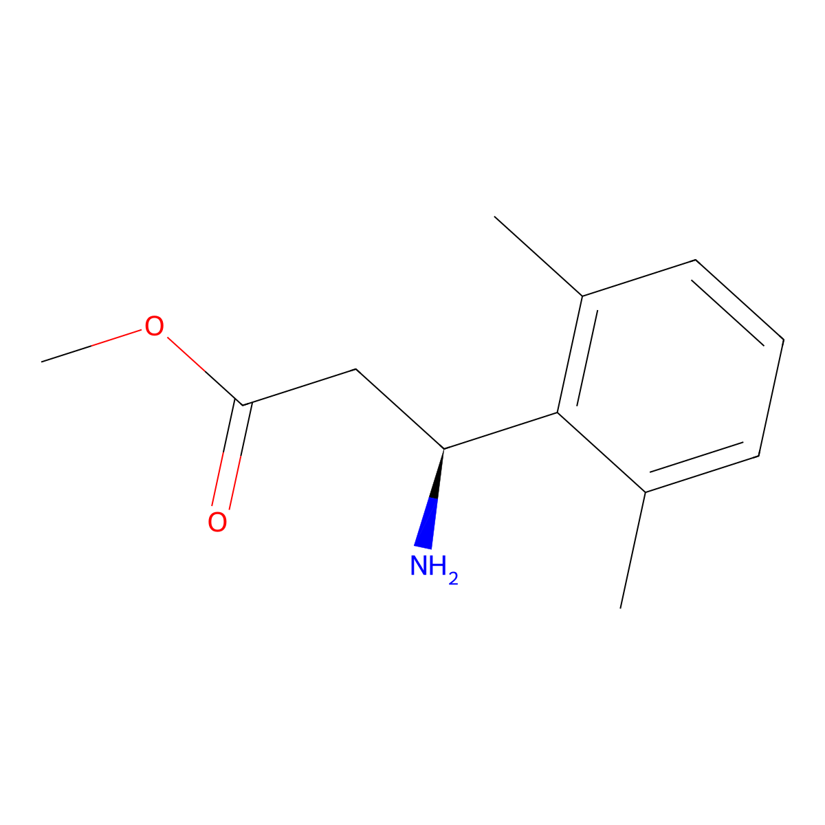 methyl (3S)-3-amino-3-(2,6-dimethylphenyl)propanoate molecular structure, CAS 1213387-16-6