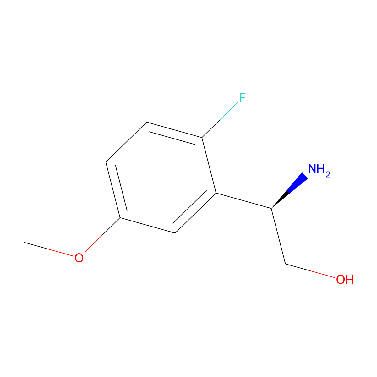 (R)-2-Amino-2-(2-fluoro-5-methoxyphenyl)ethan-1-ol molecular structure, CAS 1213387-56-4