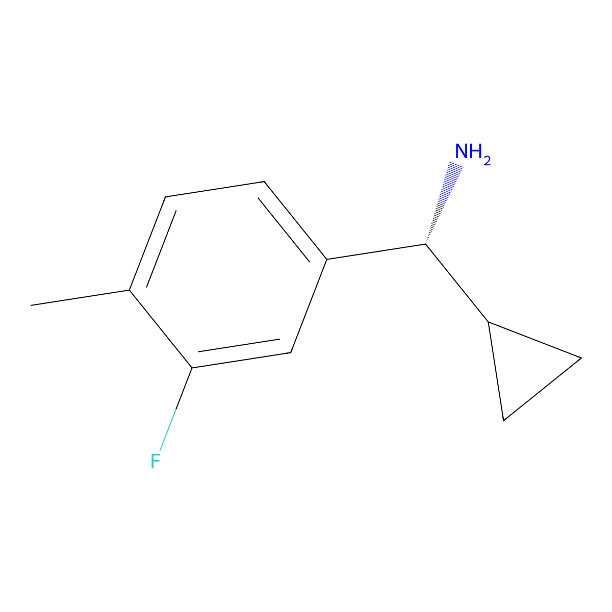 (R)-cyclopropyl(3-fluoro-4-methylphenyl)methanamine molecular structure, CAS 1213390-05-6