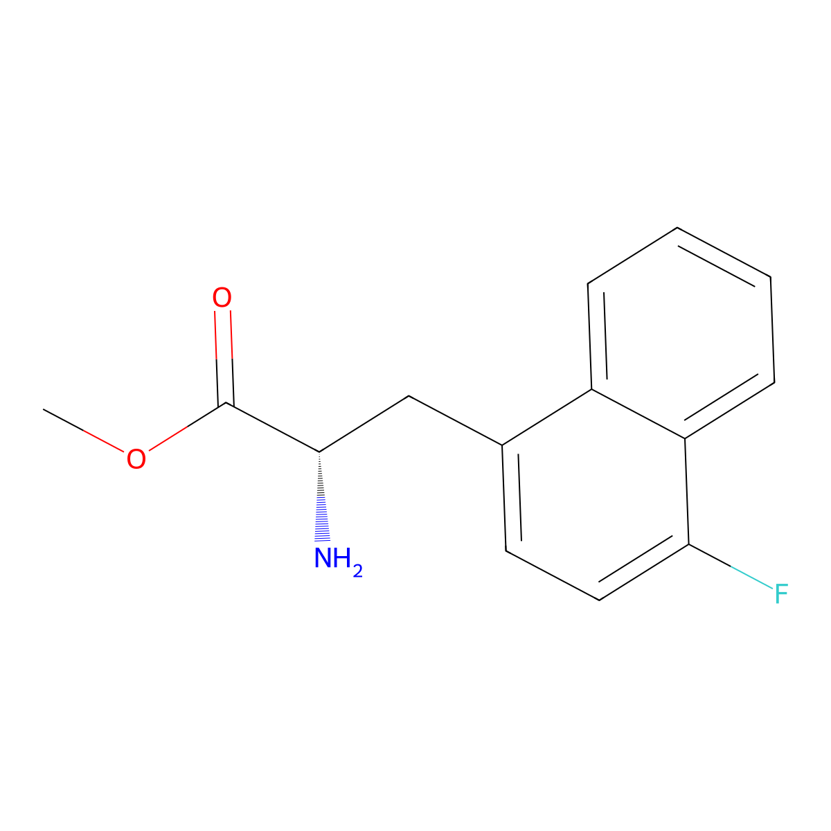 methyl (2S)-2-amino-3-(4-fluoronaphthalen-1-yl)propanoate molecular structure, CAS 1213392-48-3