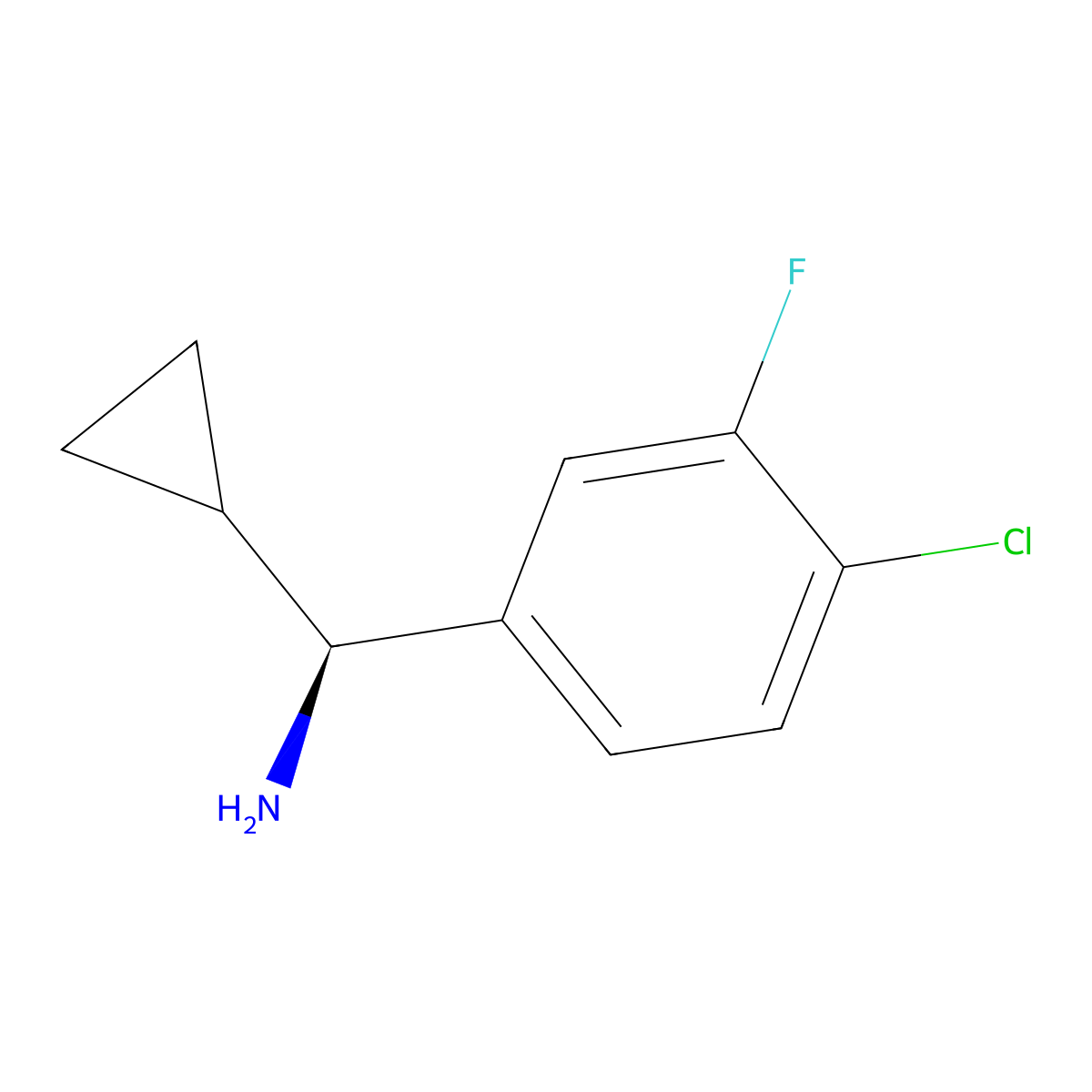 (S)-(4-Chloro-3-fluorophenyl)(cyclopropyl)methanamine molecular structure, CAS 1213392-55-2