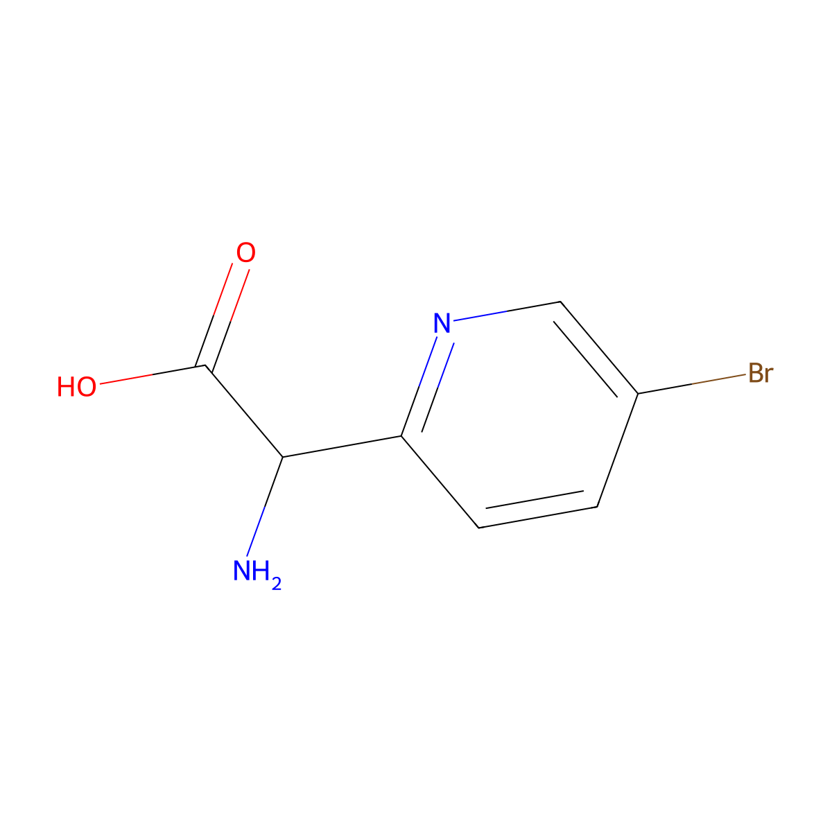 (R)-2-amino-2-(5-bromopyridin-2-yl)acetic acid molecular structure, CAS 1213393-64-6