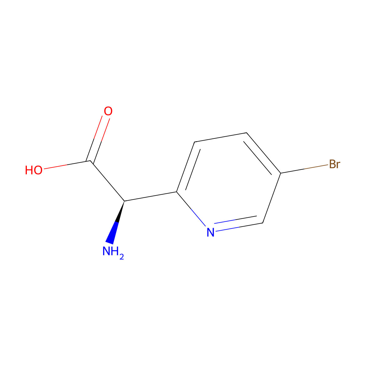 (R)-2-amino-2-(5-bromopyridin-2-yl)acetic acid molecular structure, CAS 1213393-64-6