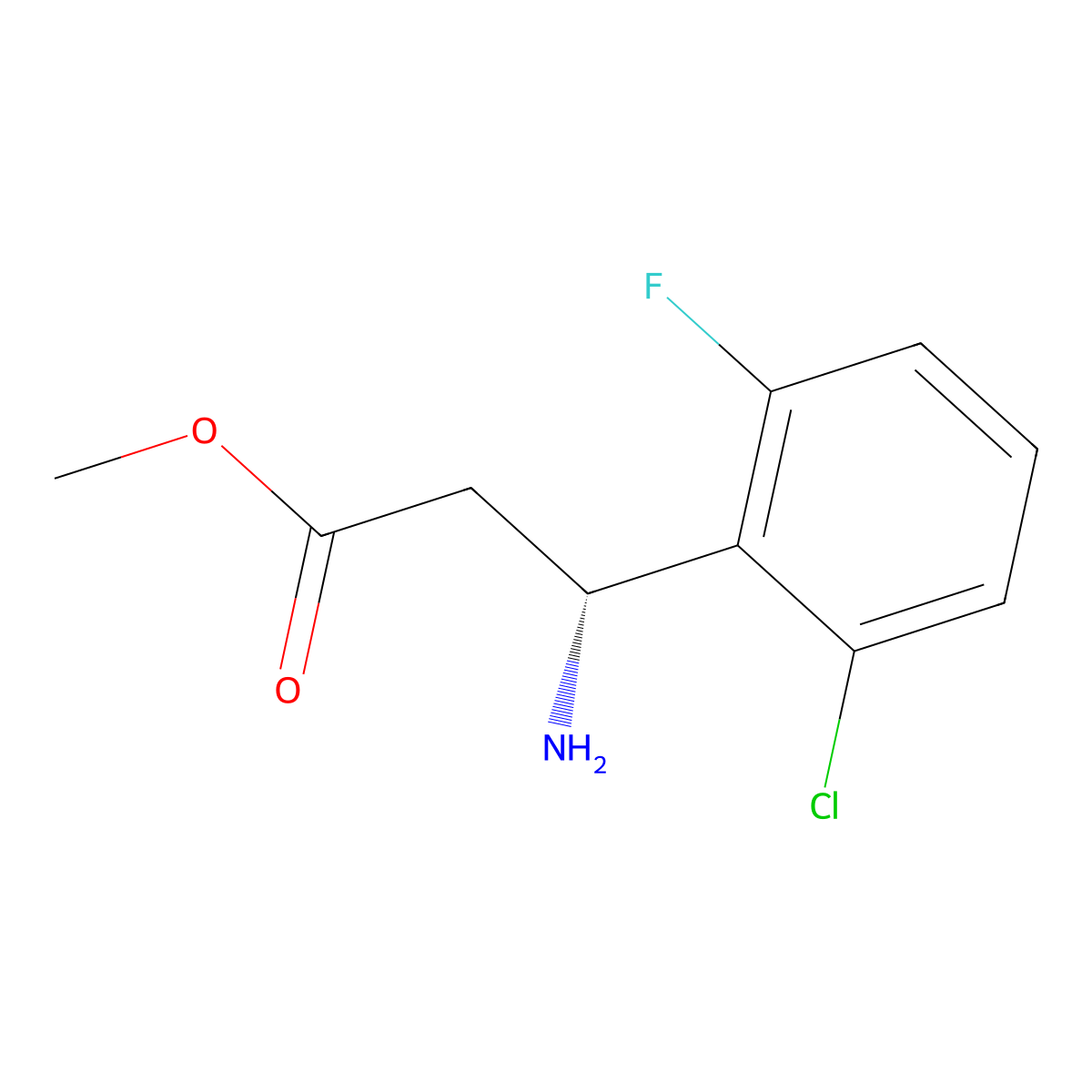 Methyl (R)-3-amino-3-(2-chloro-6-fluorophenyl)propanoate molecular structure, CAS 1213394-28-5