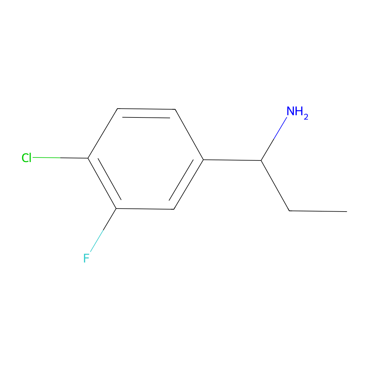 (R)-1-(4-chloro-3-fluorophenyl)propan-1-amine molecular structure, CAS 1213397-45-5