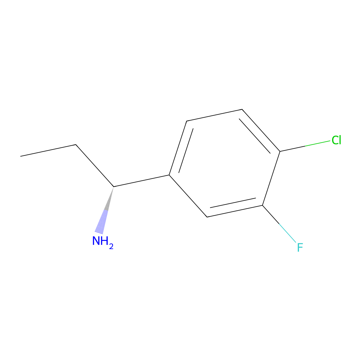 (R)-1-(4-chloro-3-fluorophenyl)propan-1-amine molecular structure, CAS 1213397-45-5