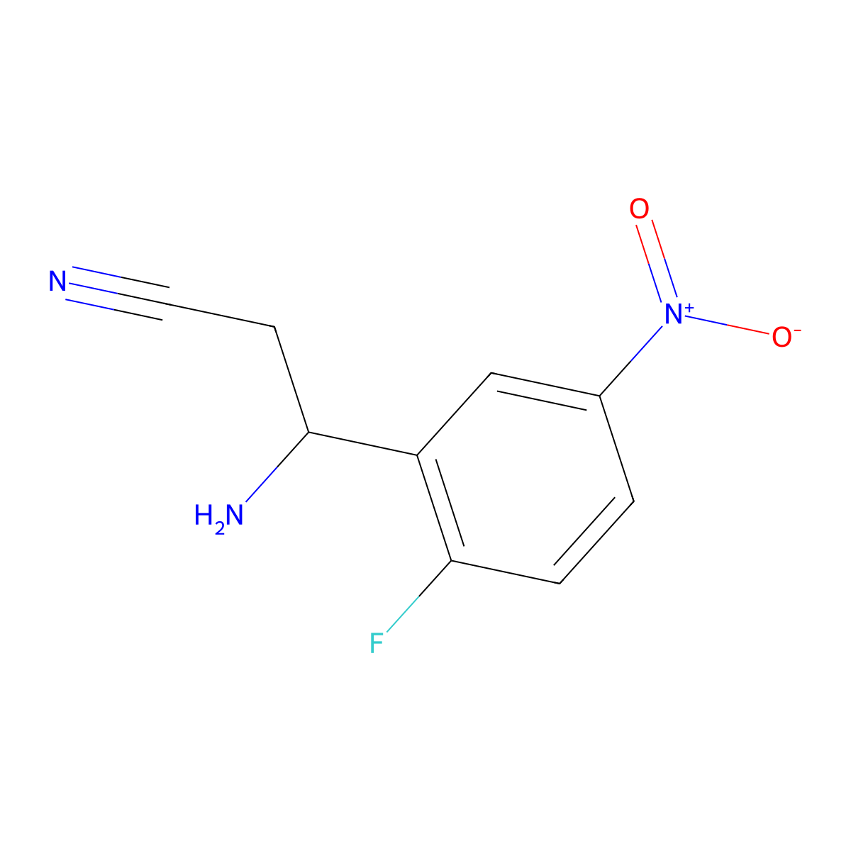 (3R)-3-Amino-3-(2-fluoro-5-nitrophenyl)propanenitrile molecular structure, CAS 1213399-48-4