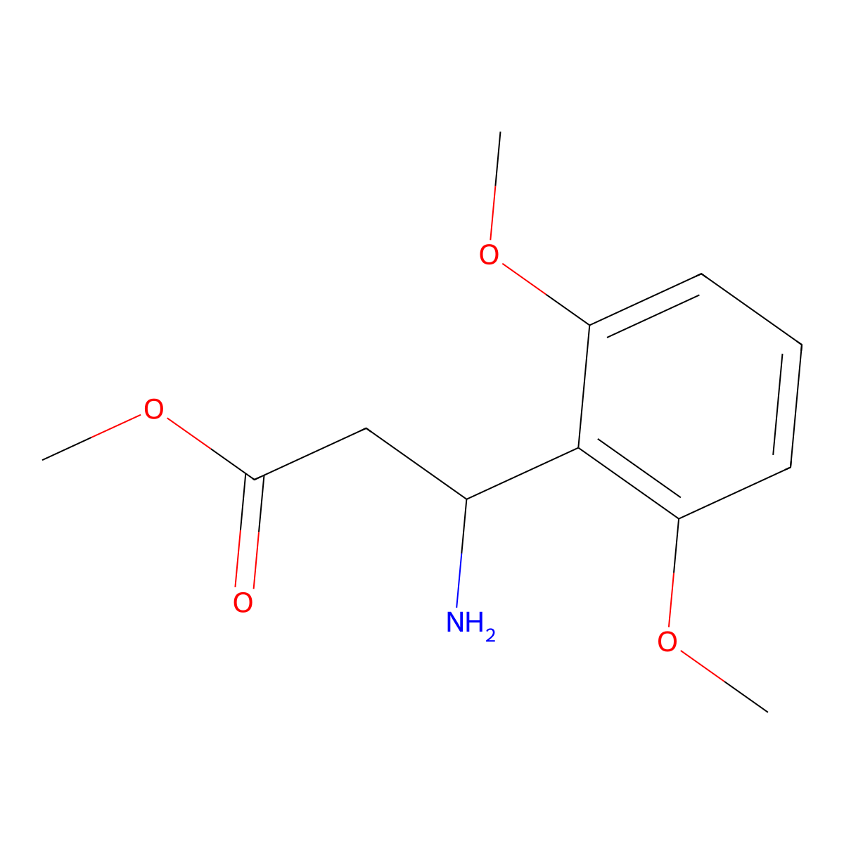 methyl (3S)-3-amino-3-(2,6-dimethoxyphenyl)propanoate molecular structure, CAS 1213401-12-7