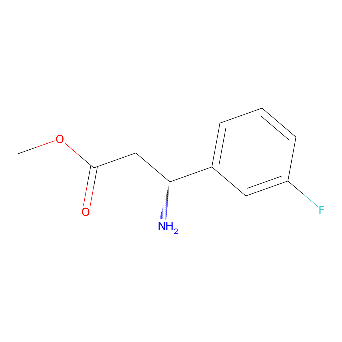 methyl (3R)-3-amino-3-(3-fluorophenyl)propanoate molecular structure, CAS 1213403-50-9