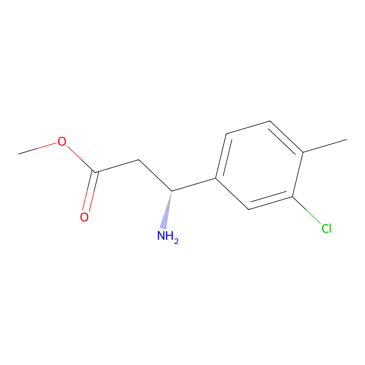 Methyl (R)-3-amino-3-(3-chloro-4-methylphenyl)propanoate molecular structure, CAS 1213405-98-1