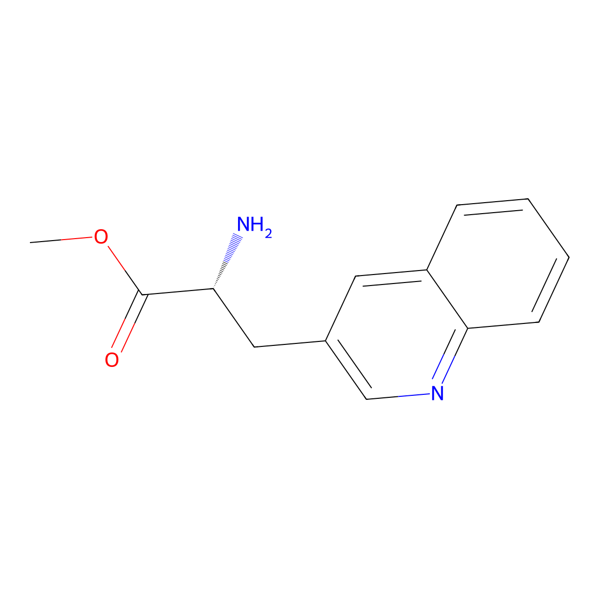 methyl (2R)-2-amino-3-(quinolin-3-yl)propanoate molecular structure, CAS 1213406-83-7