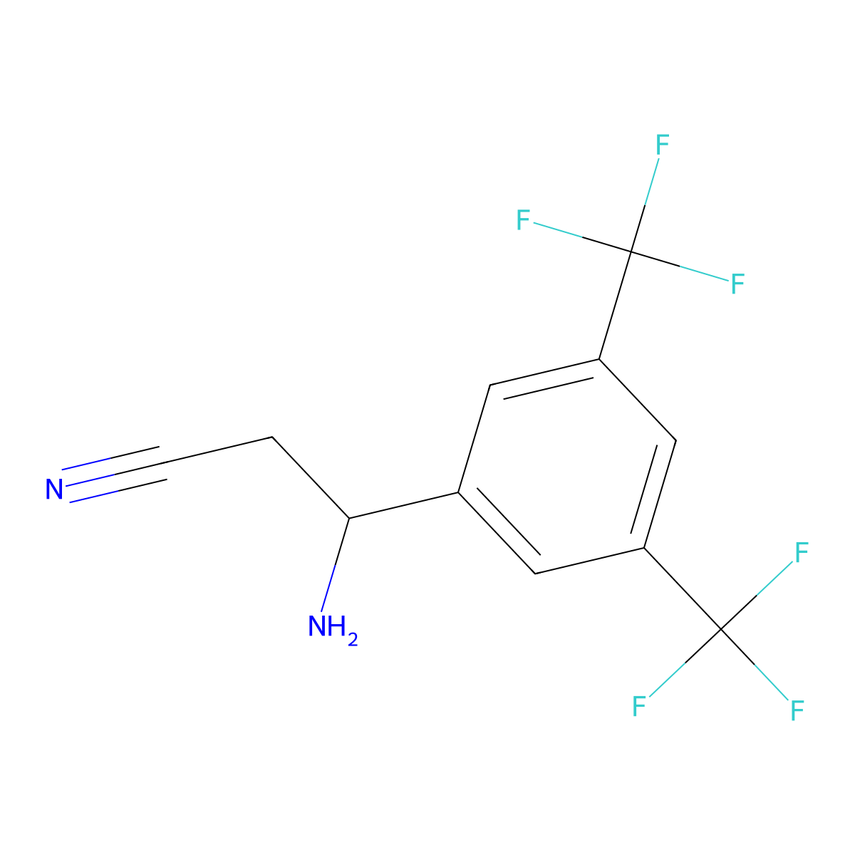 (3S)-3-Amino-3-[3,5-bis(trifluoromethyl)phenyl]propanenitrile molecular structure, CAS 1213409-57-4