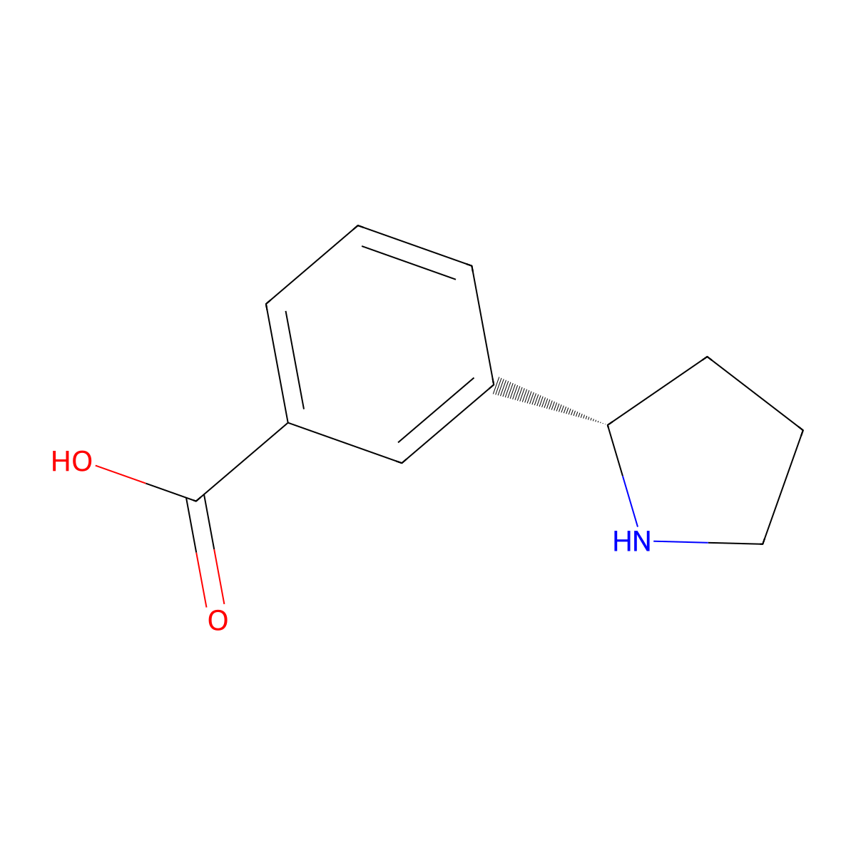 (S)-3-(Pyrrolidin-2-yl)benzoic acid molecular structure, CAS 1213410-24-2