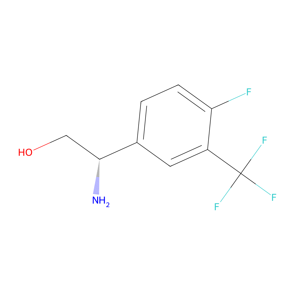 (S)-2-Amino-2-(4-fluoro-3-(trifluoromethyl)phenyl)ethan-1-ol molecular structure, CAS 1213413-72-9