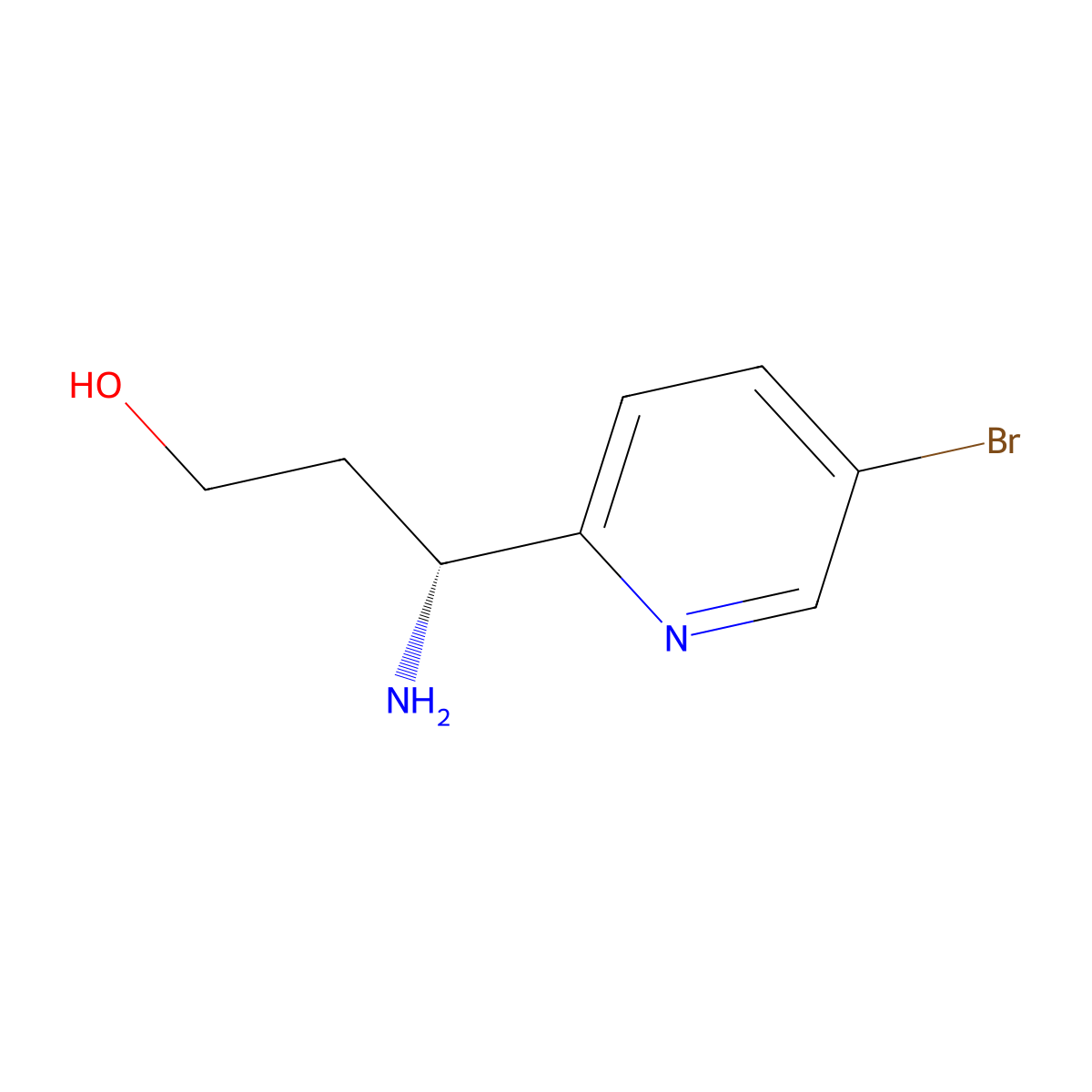 (3R)-3-amino-3-(5-bromopyridin-2-yl)propan-1-ol molecular structure, CAS 1213415-03-2