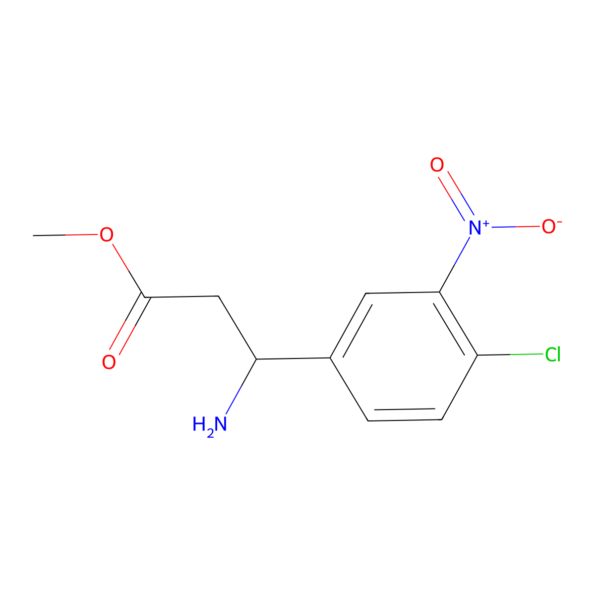 methyl (3S)-3-amino-3-(4-chloro-3-nitrophenyl)propanoate molecular structure, CAS 1213416-29-5