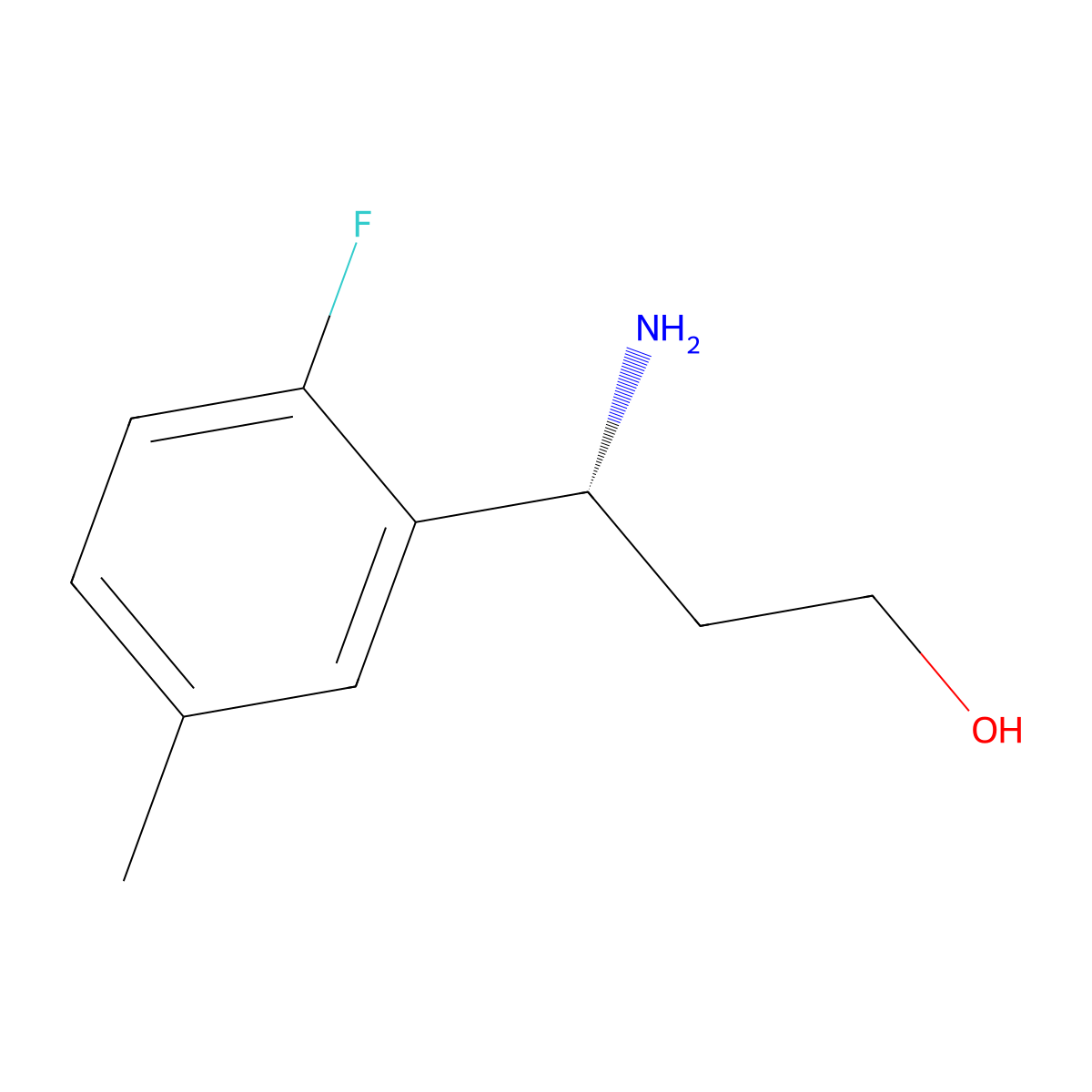 (3R)-3-amino-3-(2-fluoro-5-methylphenyl)propan-1-ol molecular structure, CAS 1213419-21-6