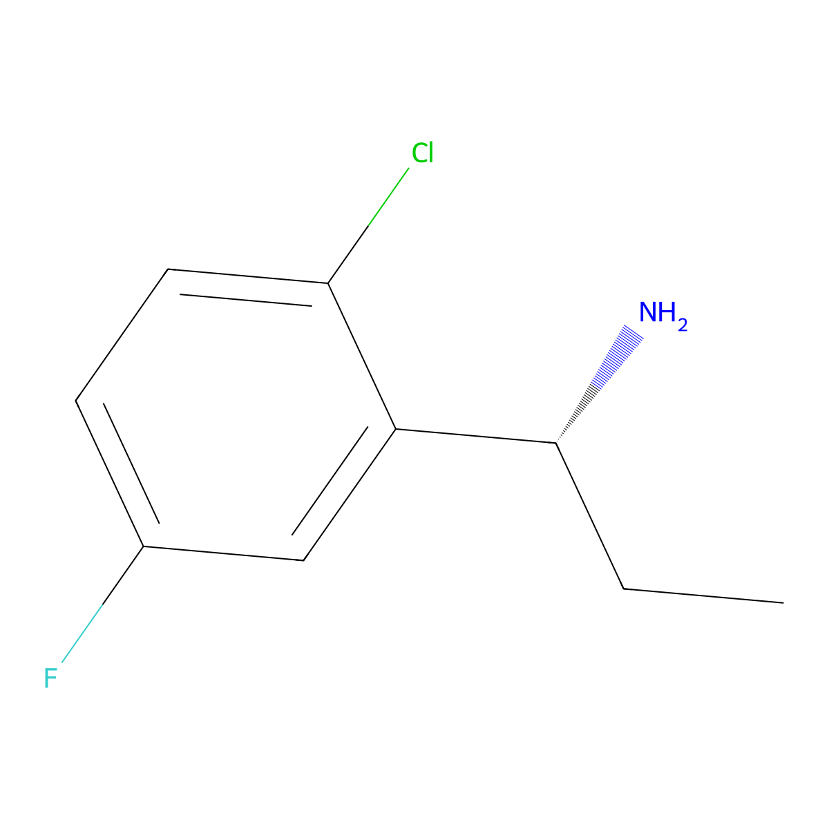 (R)-1-(2-Chloro-5-fluorophenyl)propan-1-amine molecular structure, CAS 1213421-76-1