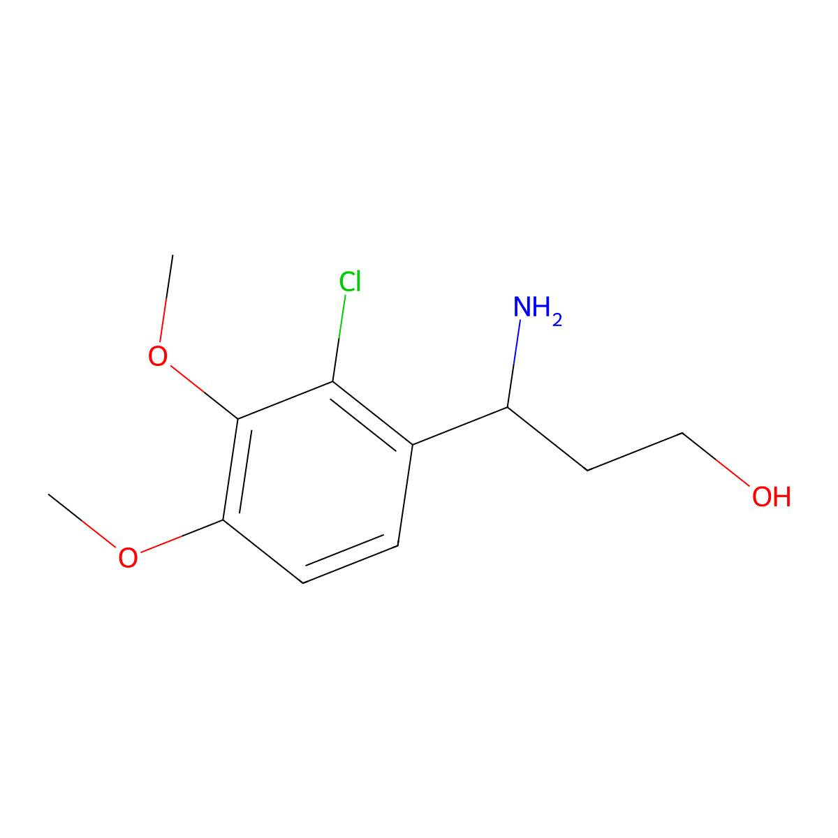 (3S)-3-amino-3-(2-chloro-3,4-dimethoxyphenyl)propan-1-ol molecular structure, CAS 1213423-04-1
