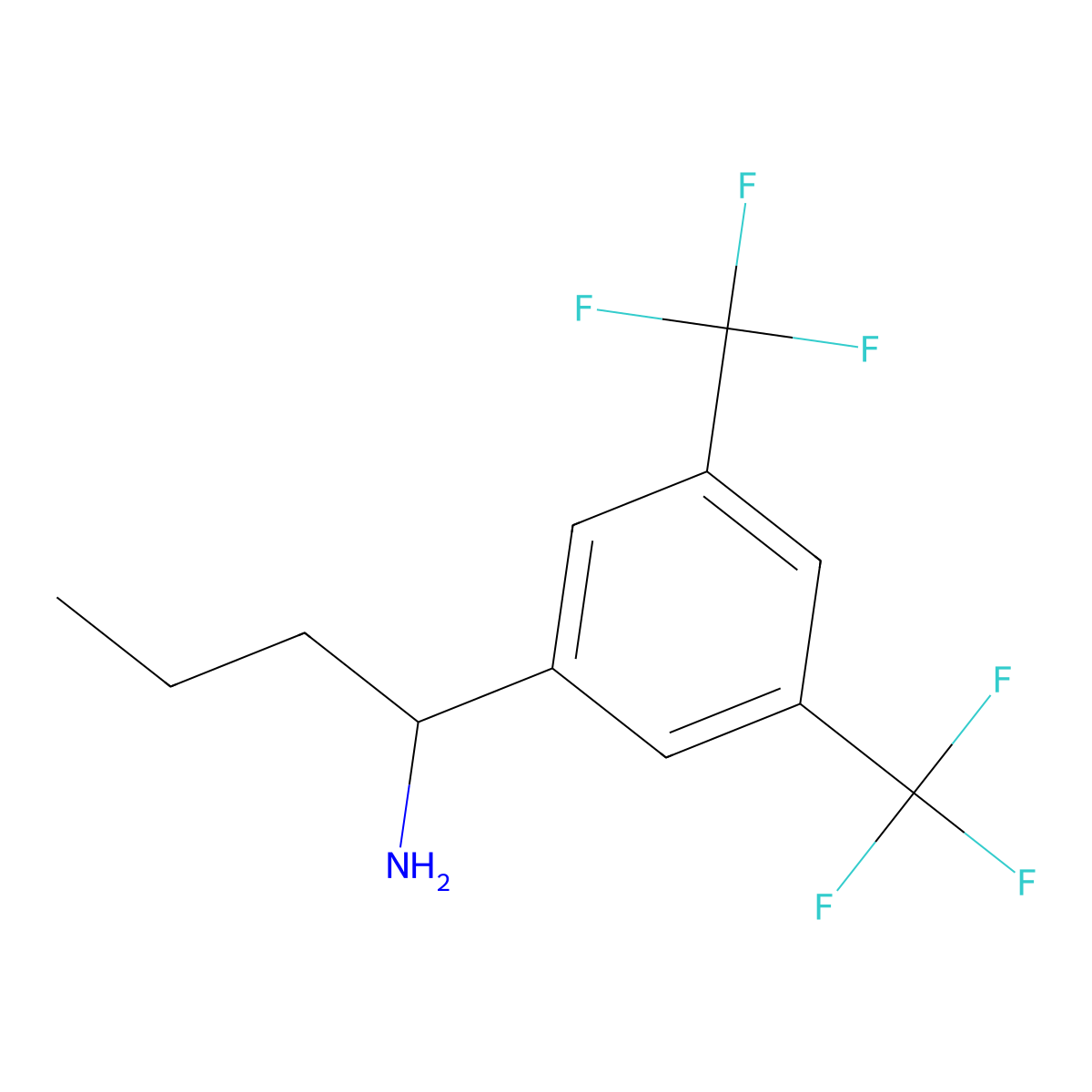 (R)-1-(3,5-Bis(trifluoromethyl)phenyl)butan-1-amine molecular structure, CAS 1213423-86-9