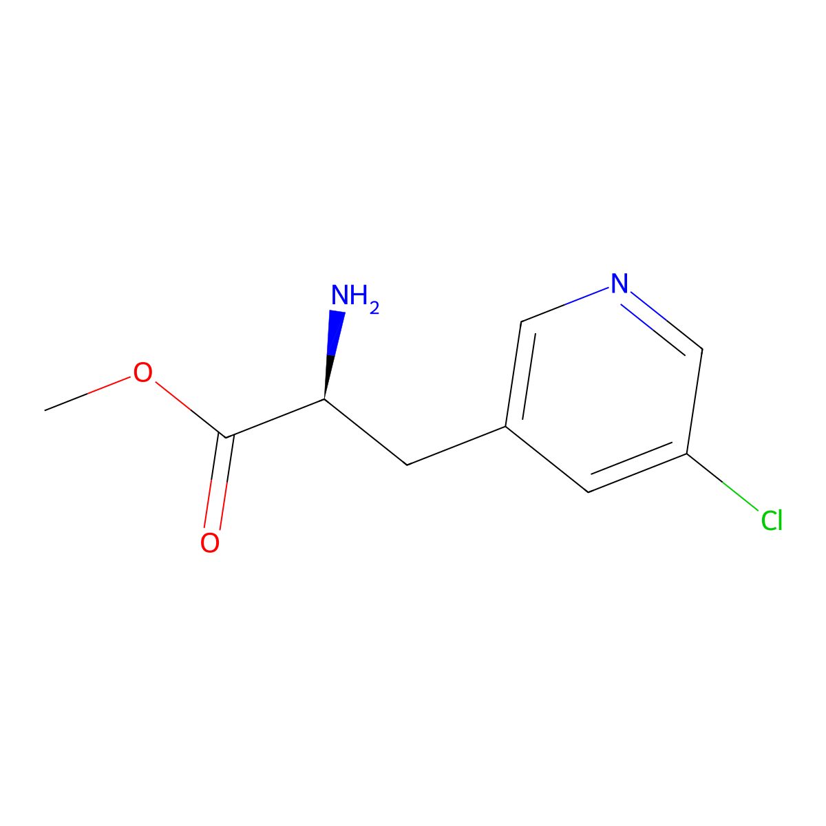 Methyl (S)-2-amino-3-(5-chloropyridin-3-yl)propanoate molecular structure, CAS 1213424-48-6