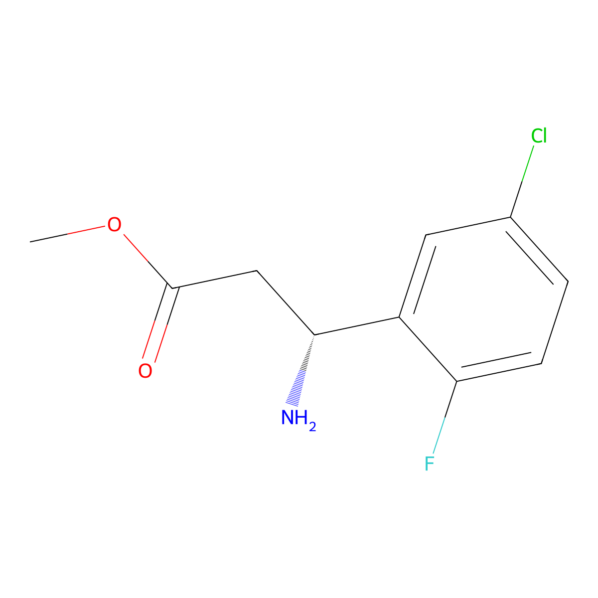 Methyl (R)-3-amino-3-(5-chloro-2-fluorophenyl)propanoate molecular structure, CAS 1213424-71-5