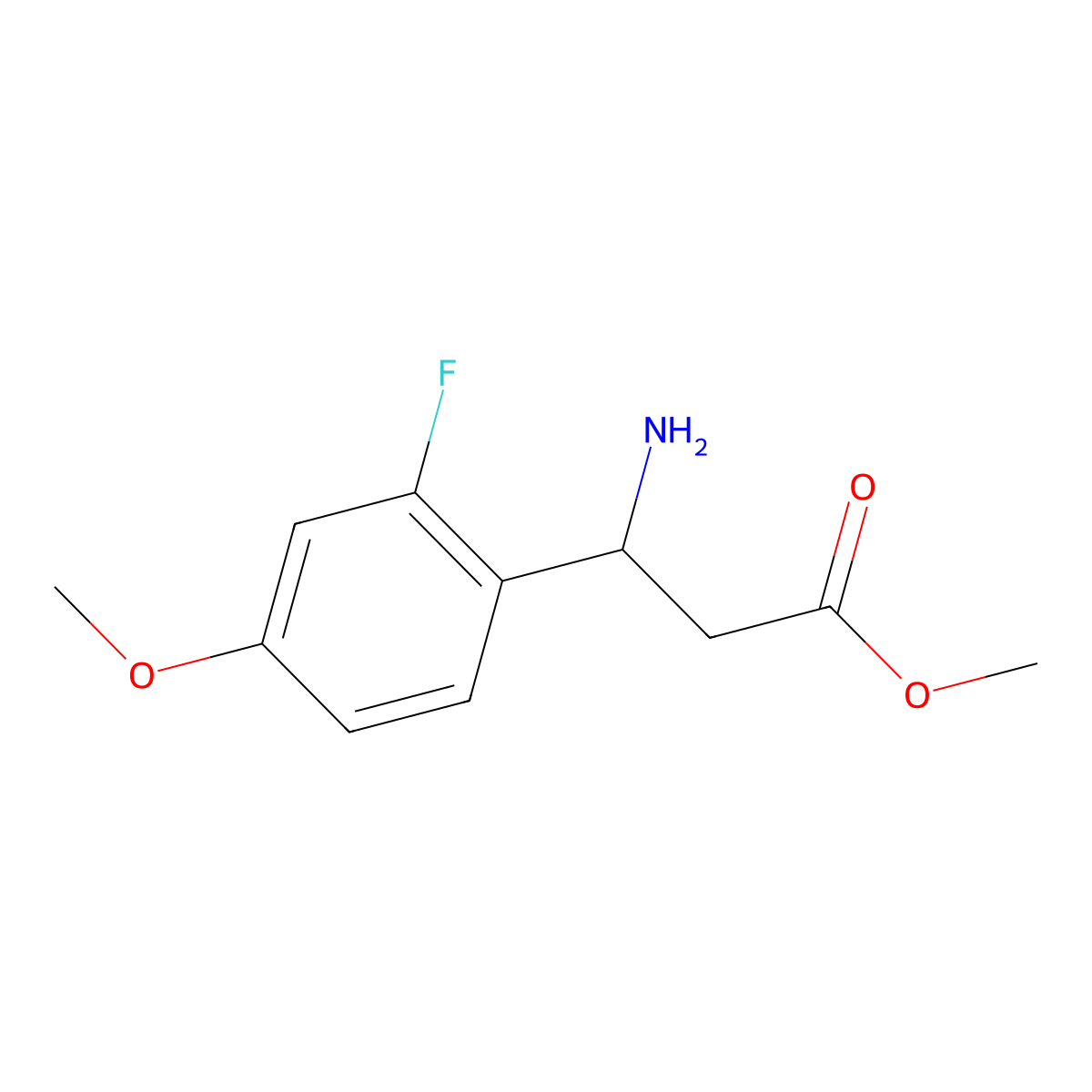 methyl (3S)-3-amino-3-(2-fluoro-4-methoxyphenyl)propanoate molecular structure, CAS 1213426-51-7