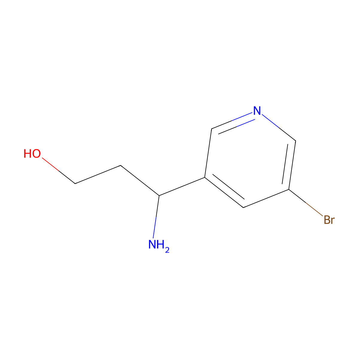 (3R)-3-amino-3-(5-bromopyridin-3-yl)propan-1-ol molecular structure, CAS 1213426-78-8