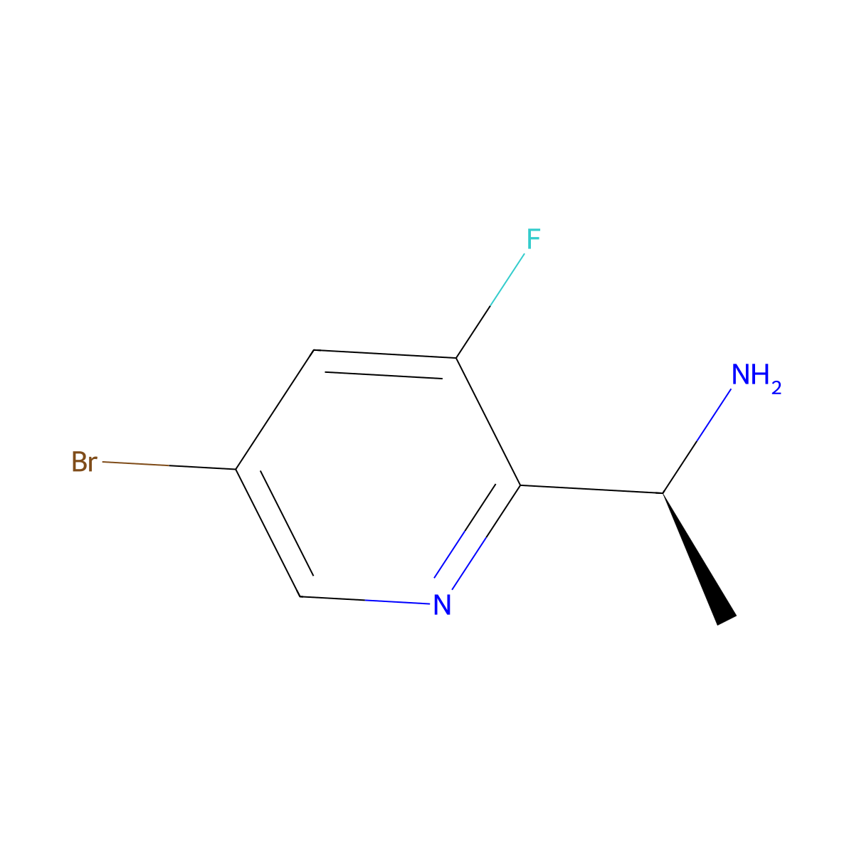 (1s)-1-(5-Bromo-3-fluoro(2-pyridyl))ethylamine molecular structure, CAS 1213427-75-8