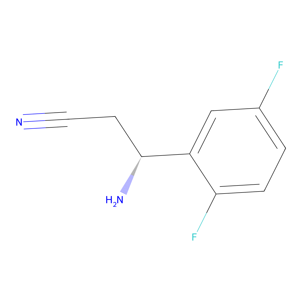 (3R)-3-amino-3-(2,5-difluorophenyl)propanenitrile molecular structure, CAS 1213428-76-2