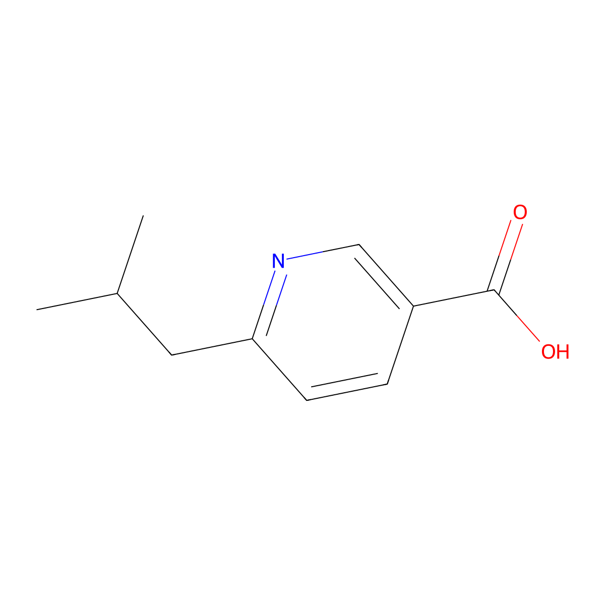 6-(2-Methylpropyl)pyridine-3-carboxylic acid molecular structure, CAS 121343-77-9