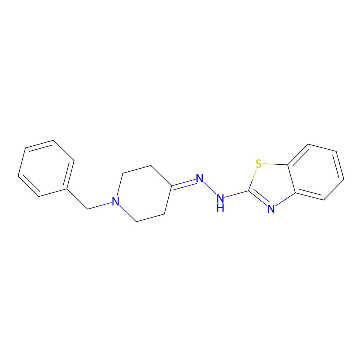 2-(2-(1-Benzylpiperidin-4-ylidene)hydrazinyl)benzo[d]thiazole molecular structure, CAS 121343-86-0