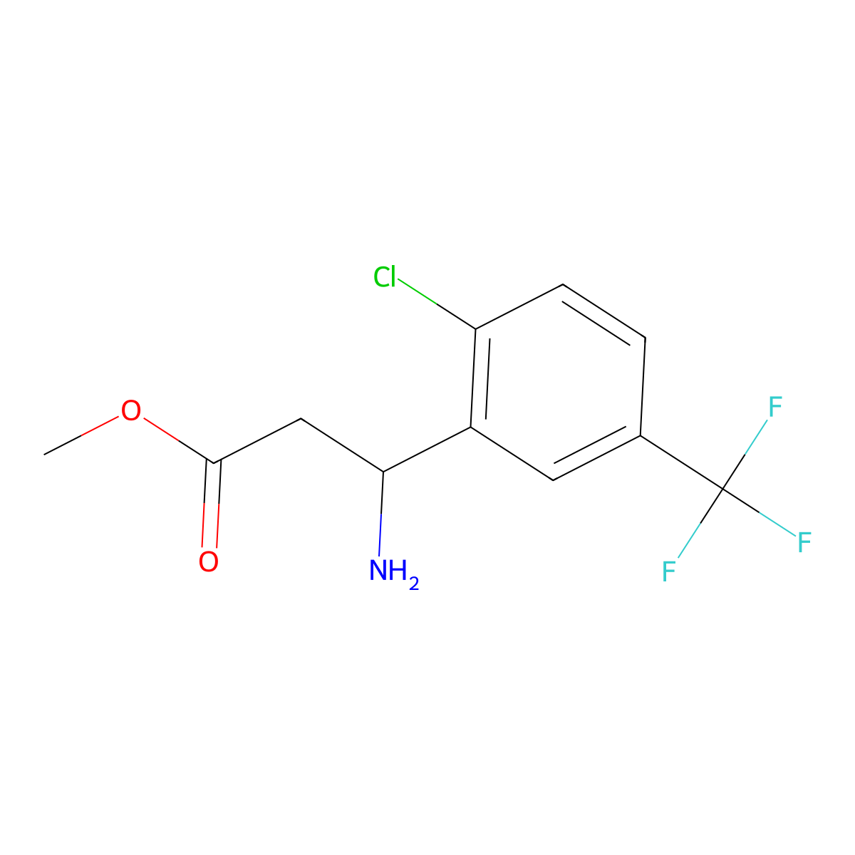 methyl (3S)-3-amino-3-[2-chloro-5-(trifluoromethyl)phenyl]propanoate molecular structure, CAS 1213430-69-3
