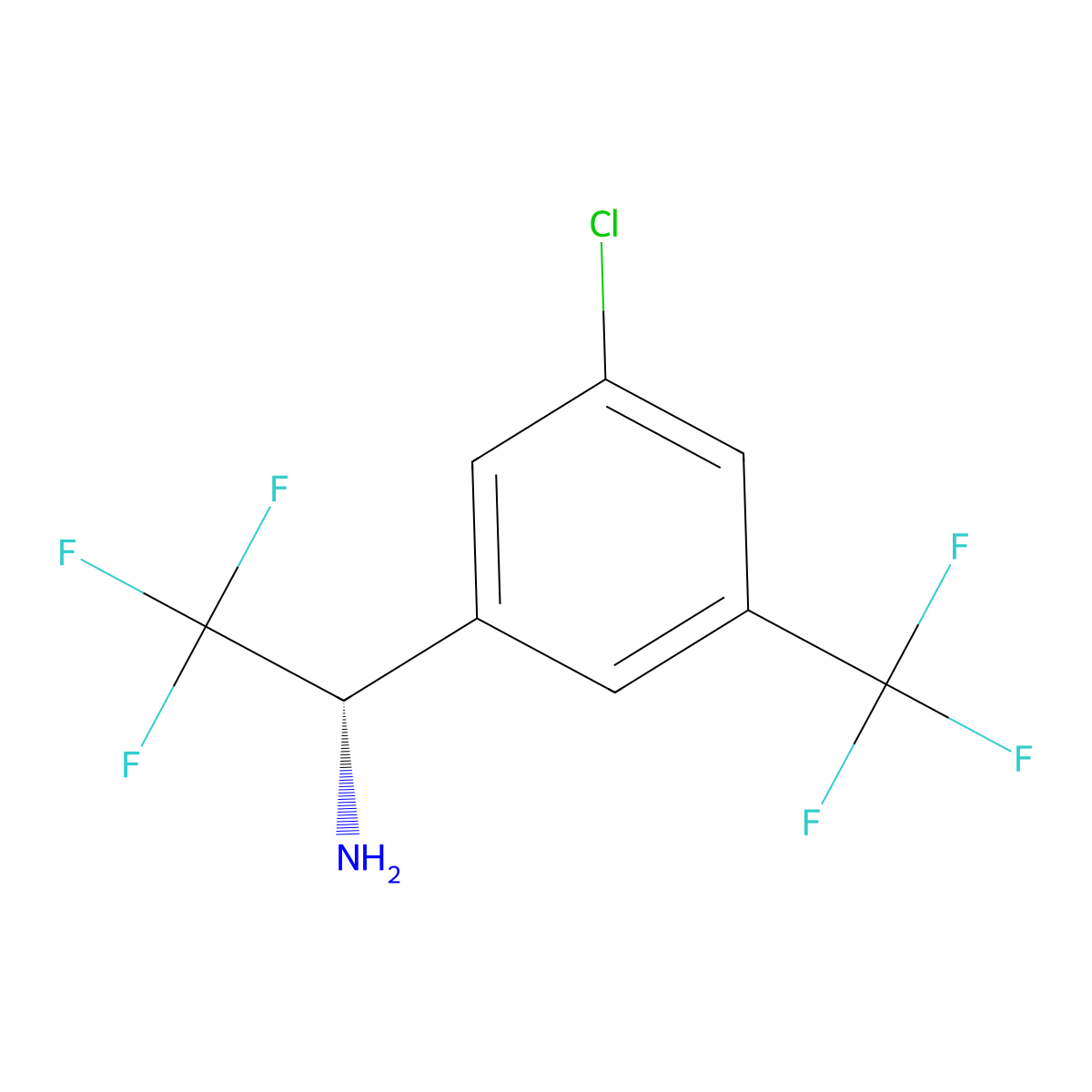 (S)-1-(3-Chloro-5-(trifluoromethyl)phenyl)-2,2,2-trifluoroethan-1-amine molecular structure, CAS 1213432-89-3
