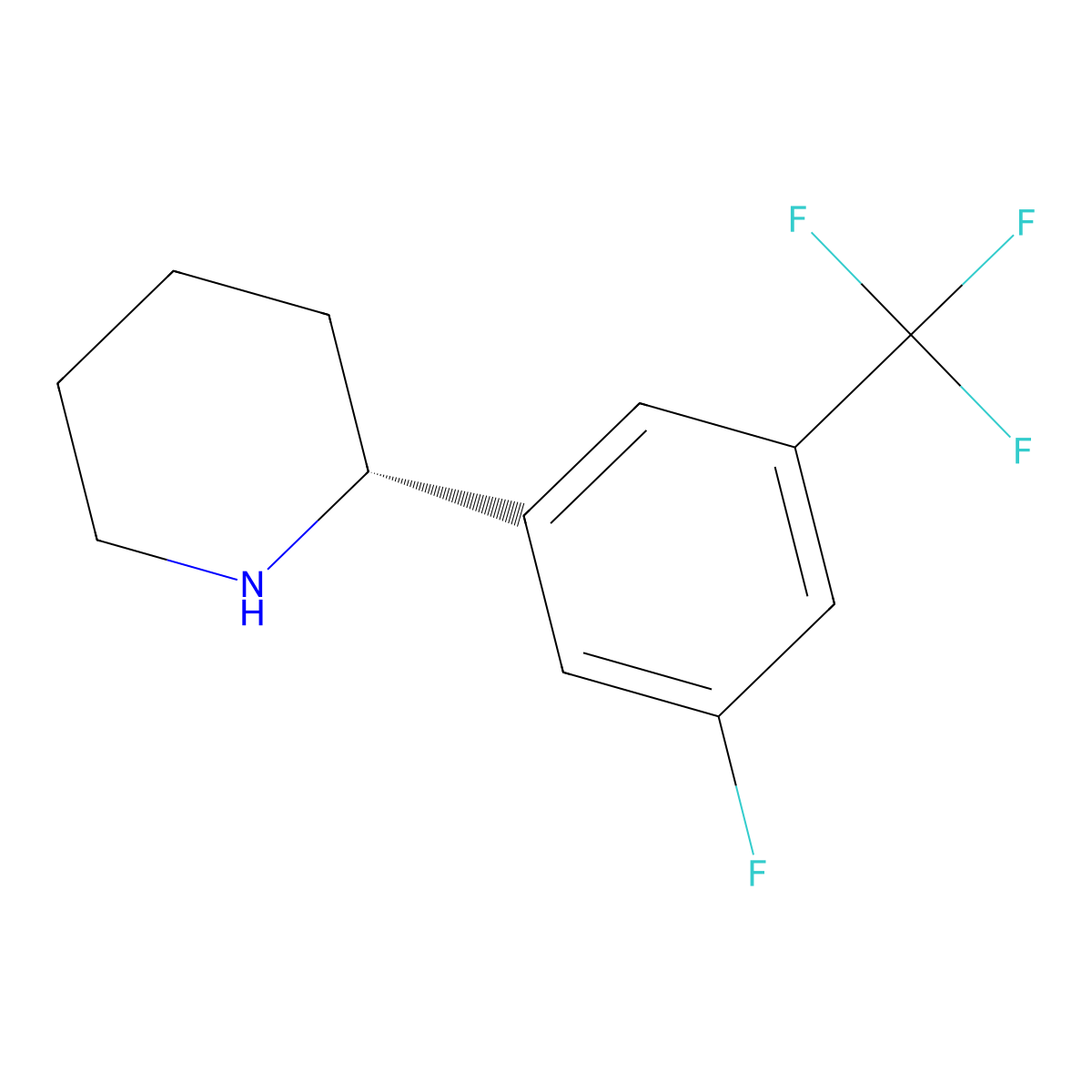 (R)-2-(3-Fluoro-5-(trifluoromethyl)phenyl)piperidine molecular structure, CAS 1213434-90-2