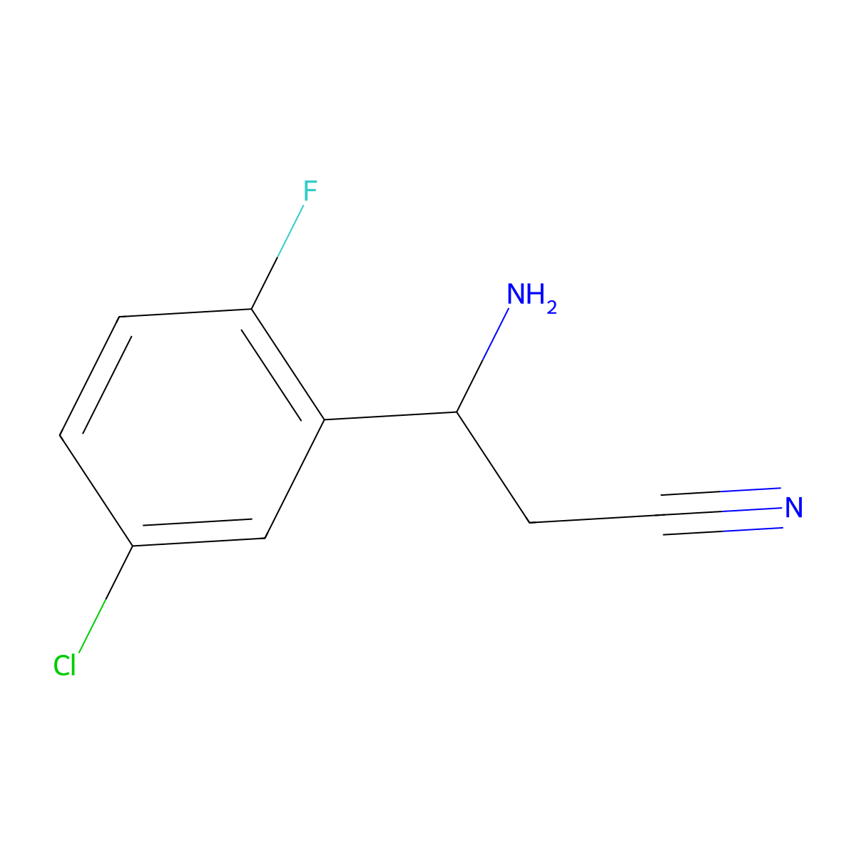 (3S)-3-Amino-3-(5-chloro-2-fluorophenyl)propanenitrile molecular structure, CAS 1213436-42-0