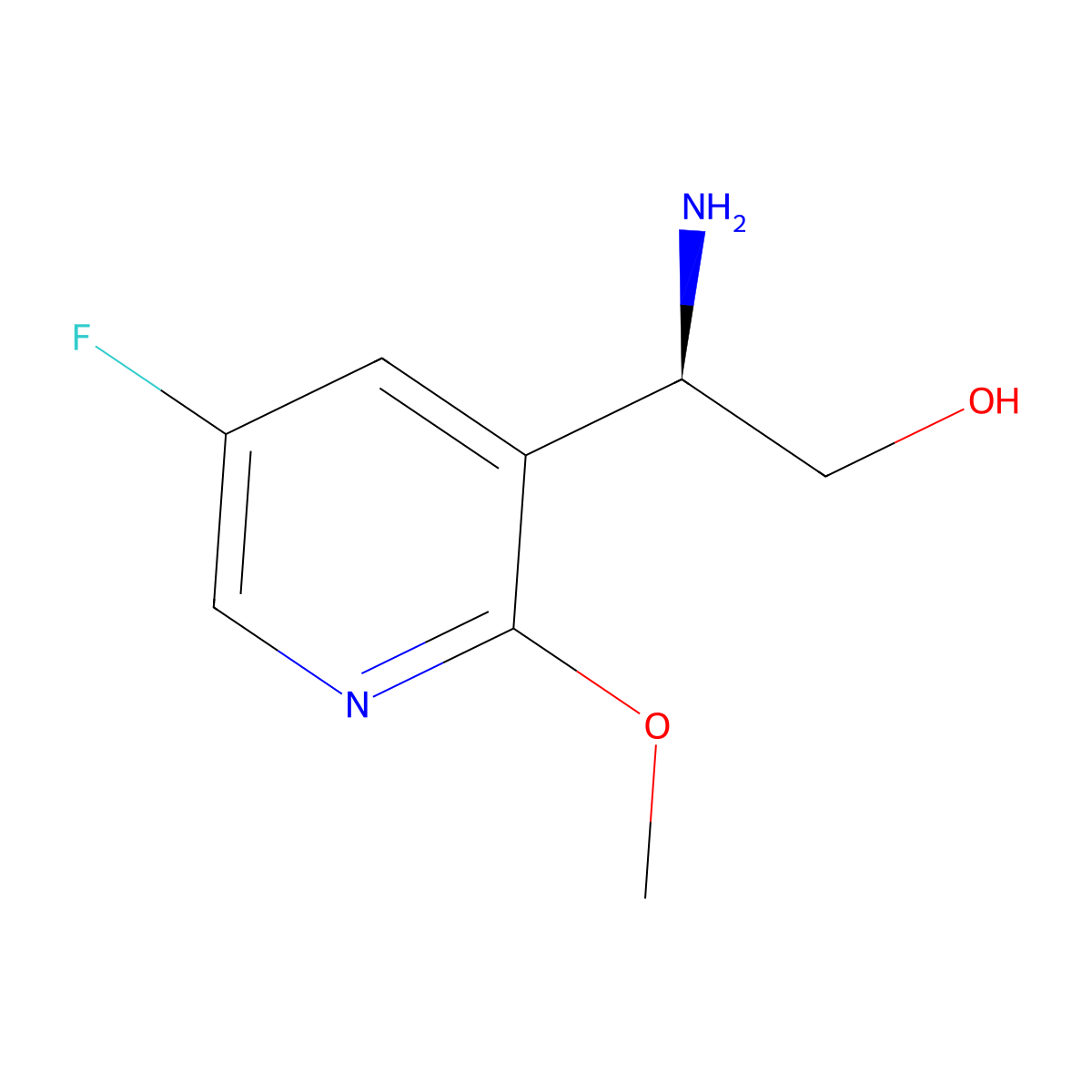 (R)-2-Amino-2-(5-fluoro-2-methoxypyridin-3-YL)ethan-1-OL molecular structure, CAS 1213439-12-3